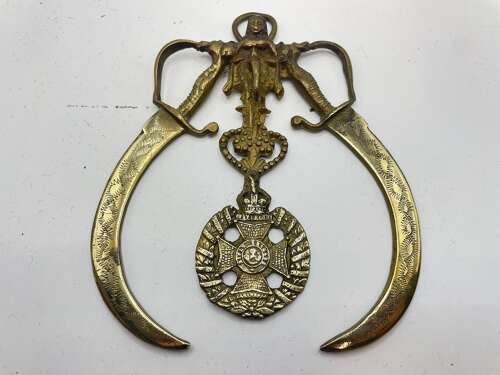 WW2 Period British Rifle Brigade Trench Art & Same Casted Hanging Hook