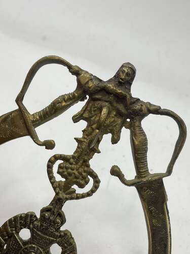 WW2 Period British Rifle Brigade Trench Art & Same Casted Hanging Hook