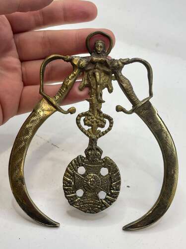 WW2 Period British Rifle Brigade Trench Art & Same Casted Hanging Hook