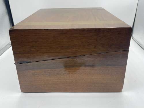 Antique Victorian Mahogany & Brass Banded Locking Writing Slope With Contents