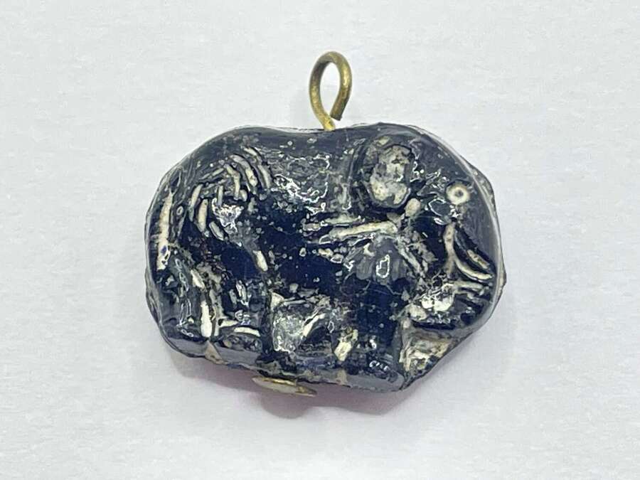 Vintage Czech Pressed Glass Max Neiger Detailed Elephant Bracelet Charm
