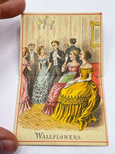 Antique 1880s Flip Fold Card “Popular Flowers, Wall Flowers”