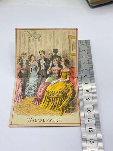 Antique 1880s Flip Fold Card “Popular Flowers, Wall Flowers”