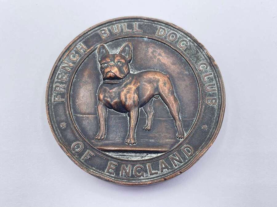 Antique 1902 FBDCE French Bull Dog Club Of England Dog Show Bronze Medal
