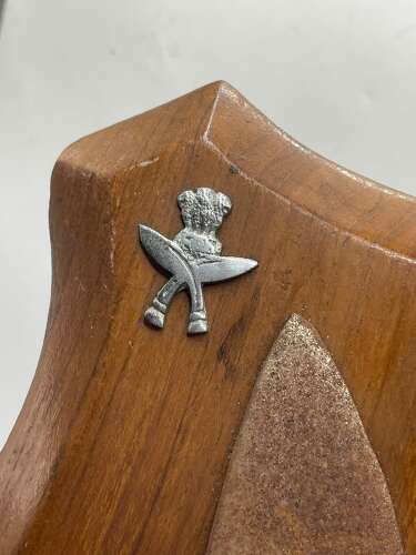 Post WW2 Free Standing Walnut Shield Mounted Kukri’s & Regimental Badges