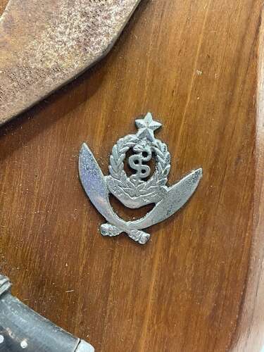 Post WW2 Free Standing Walnut Shield Mounted Kukri’s & Regimental Badges