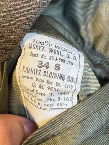 Post WW2 1948 US Army European Theater of Operations Headquarter O.D Wool Jacket