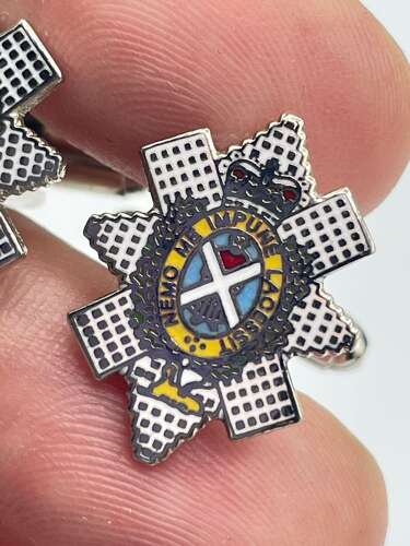 Post WW2 Pair Of Silver Tone & Enamel Royal Scots Regiment Cufflinks