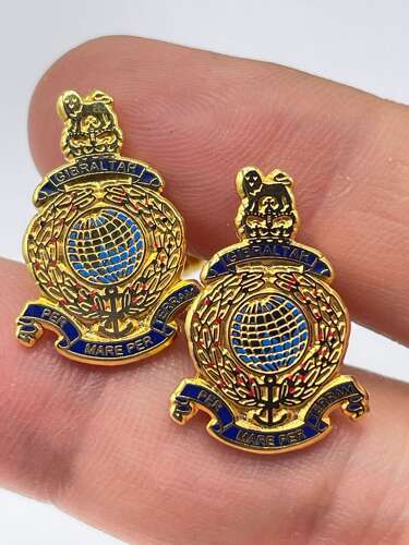 Post WW2 British Army Gold Tone & Enamel Royal Marines Veterans Cufflinks