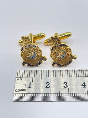 Post WW2 British Army Gold Tone & Enamel Royal Marines Veterans Cufflinks