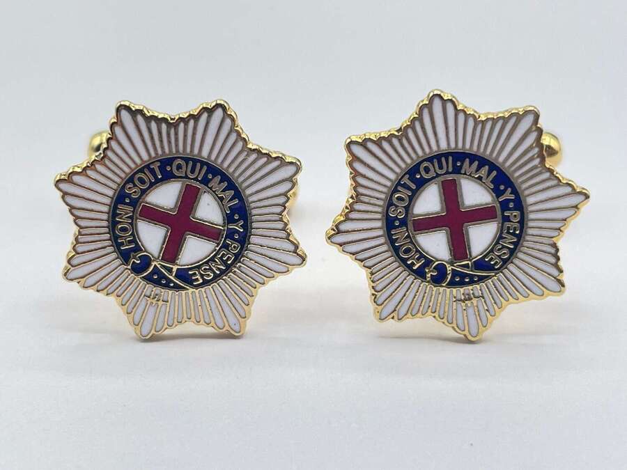 Post WW2 British Army Gold Tone & Enamel Coldstream Guards Cufflinks