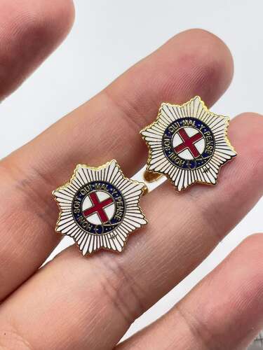 Post WW2 British Army Gold Tone & Enamel Coldstream Guards Cufflinks