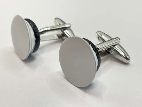 Post WW2 British Silver Tone & Enamel Royal Navy Sailors Cap Cufflinks