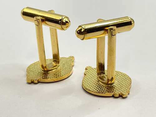 Post WW2 British Gold Tone & Enamel Welsh Guards Cufflinks