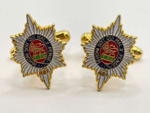 Post WW2 British Gold Tone & Enamel Worcestershire Regiment Cufflinks