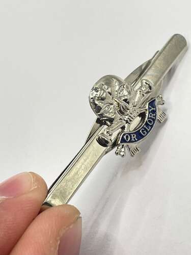 Post WW2 British Army Silver Tone & Enamel 17th/21st Lancers Tie Clip