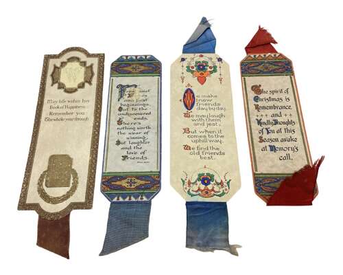 Antique Collection Of Card & Silk Christmas & Happy Quote Bookmarks