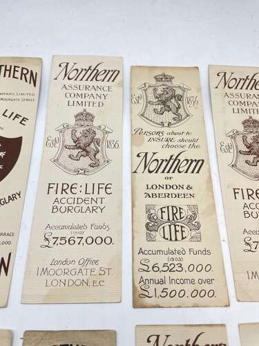 Antique Collection Of 1903-14 The Northern Assurance Company Limited Bookmarks