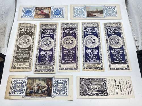 Job Lot Of WW1 To WW2 Scottish Widows Fund Bookmarks For Mutual Life Assurance
