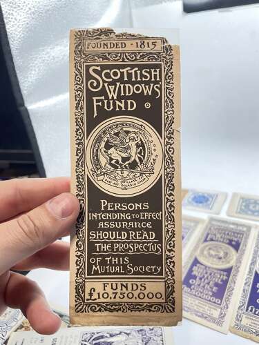 Job Lot Of WW1 To WW2 Scottish Widows Fund Bookmarks For Mutual Life Assurance