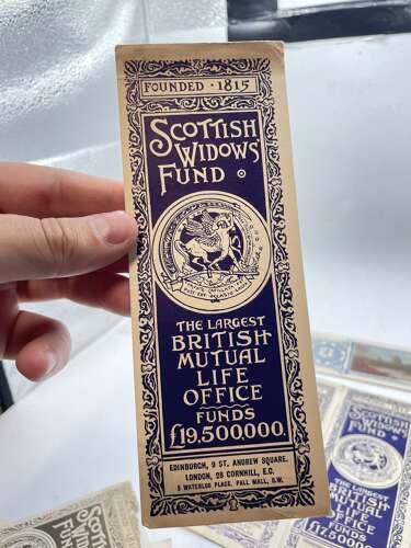 Job Lot Of WW1 To WW2 Scottish Widows Fund Bookmarks For Mutual Life Assurance