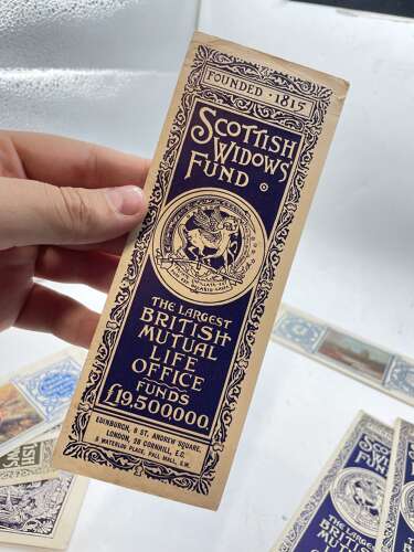 Job Lot Of WW1 To WW2 Scottish Widows Fund Bookmarks For Mutual Life Assurance