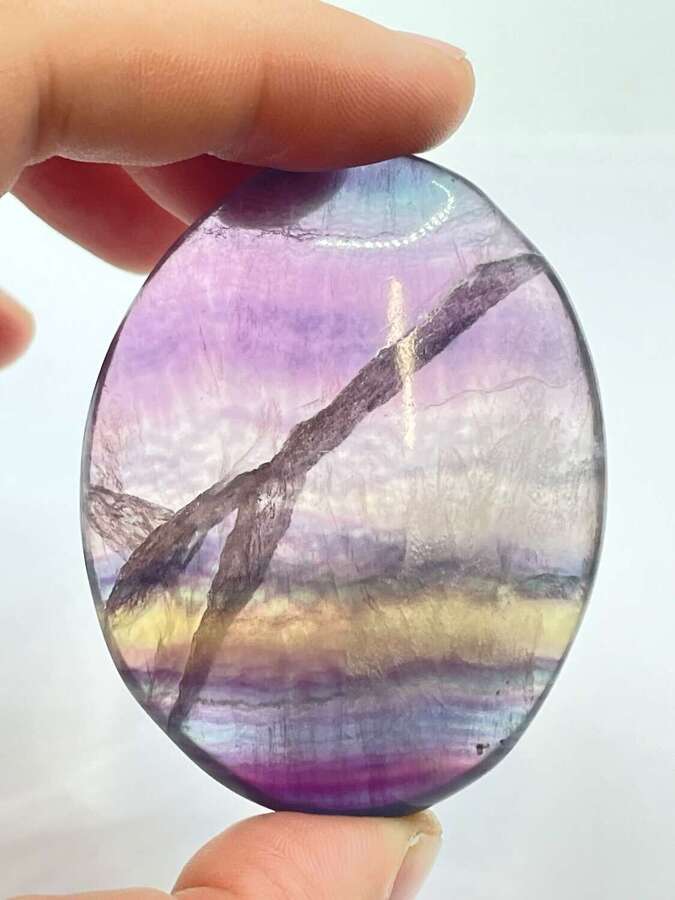 Beautiful Polished Oval Cut Fluorite Calcium Fluoride Gemstone