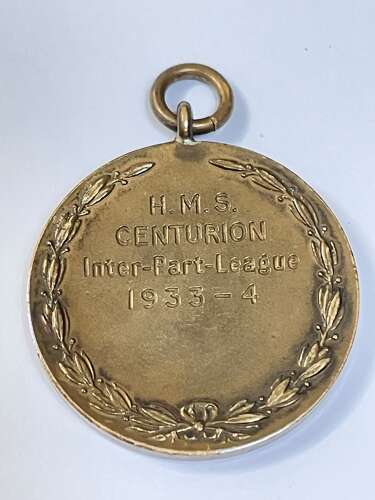 Pre WW2 British HMS Centurion Sports Medal Sunk Mulberry Harbour Blockship D-Day