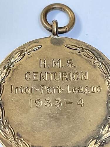 Pre WW2 British HMS Centurion Sports Medal Sunk Mulberry Harbour Blockship D-Day
