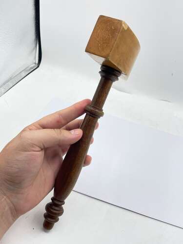 Antique 1910s Turned English Oak & Treen Masonic Gavel