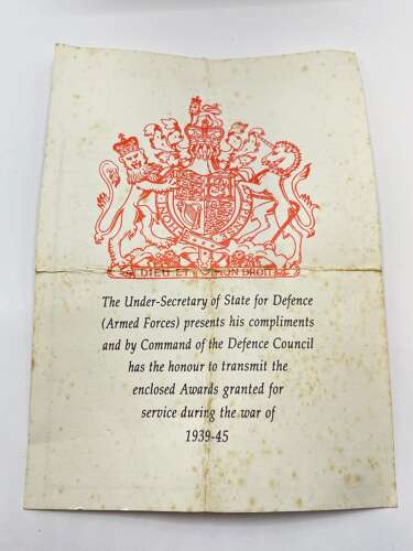 WW2 Ministry Of Defence Droitwich Empty Medal Box With Entitlement To J Edward’s