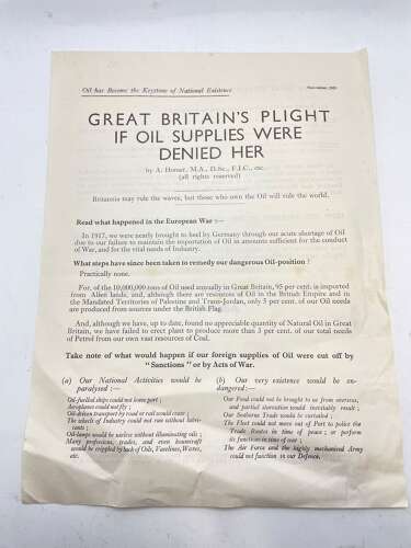 Pre WW2 Great Britains Plight If Oil Suppliers We’re Denied Her Flyer