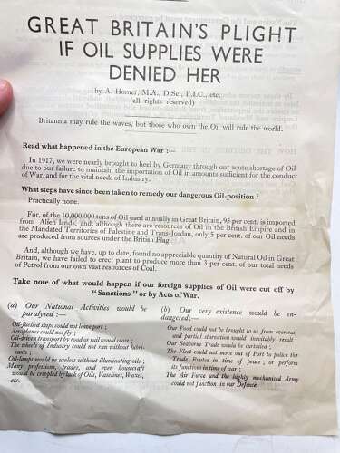 Pre WW2 Great Britains Plight If Oil Suppliers We’re Denied Her Flyer