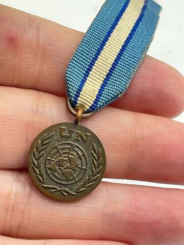 Post WW2 United Nations Cyprus Miniature Medal With Ribbon