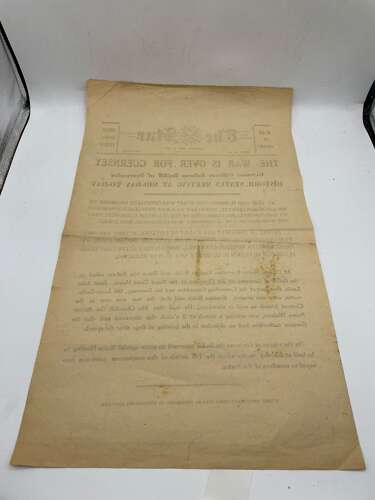 Rare WW2 British The Star Newspaper Poster For The War Is Over For Guernsey