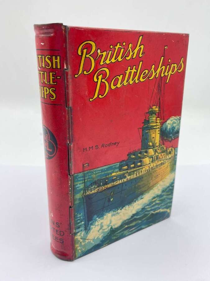 Antique "British Battleships" HMS Rodney Lyons Assorted Toffees Tin