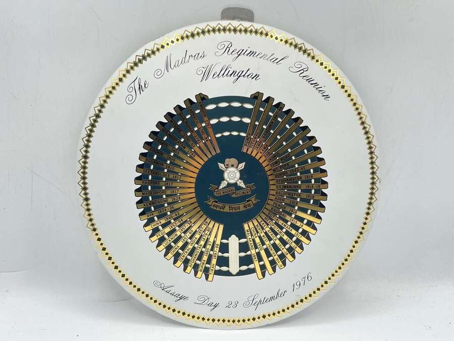 Post WW2 1976 The Madras Regimental Reunion Wellington Wall Plaque