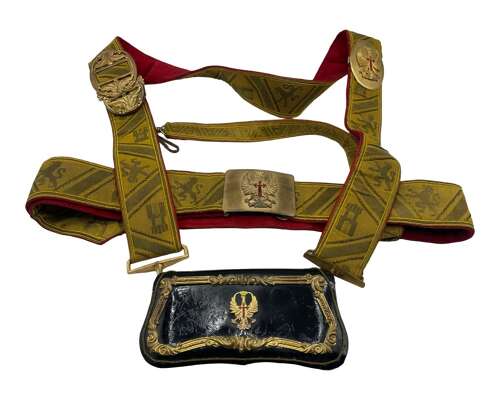 Pre WW2 Spanish Fascist Ceremonial Cartridge Belt, Pouch & Belt With Buckle