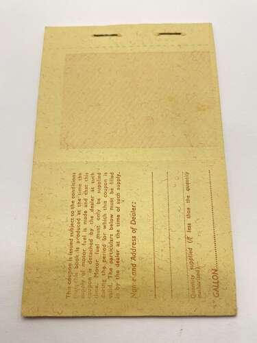 Post WW2 British Motor Fuel Ration Book Unused/ Un Issued