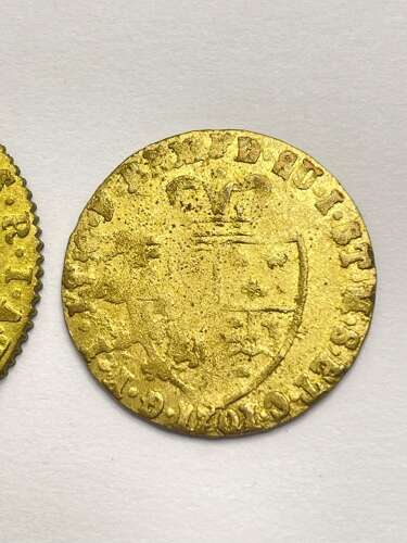 Antique George III Spade Guinea & Half Guinea Gilt Brass Gaming Tokens