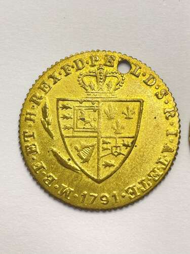 Antique George III Spade Guinea & Half Guinea Gilt Brass Gaming Tokens