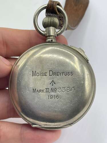 WW1 1916 Dated British Army Moise Dreyfuss Mark II Working Stop Watch & Strap