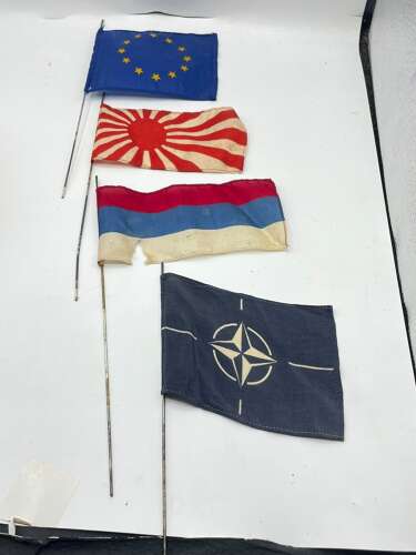 Post WW2 Miniature Mounted Flags Yugoslavia, NATO, EU & Japan