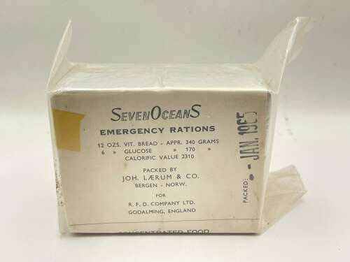 Post WW2 1965 Seven Oceans Life Boat Emergency Concentrated Food Rations