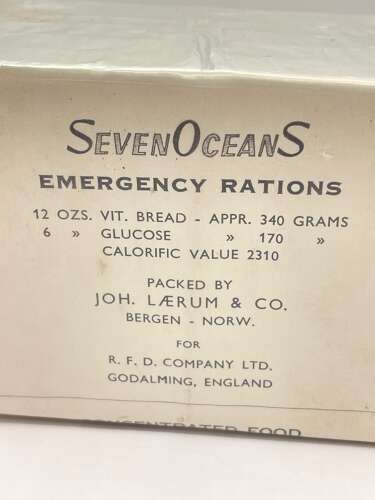 Post WW2 1965 Seven Oceans Life Boat Emergency Concentrated Food Rations