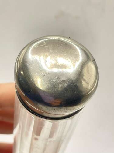 Antique Victorian Cut Glass Silver Plated Hat Pin Jar