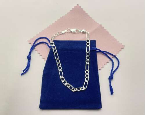 Beautiful Sterling Silver Unisex Figaro Chain Bracelet